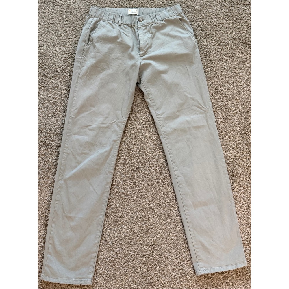 Marine Layer Slim Straight Fit Elastic Waist Pants Grey Mens M x 32
